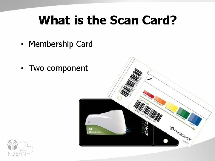 What is the Scan Card? • Membership Card • Two component 