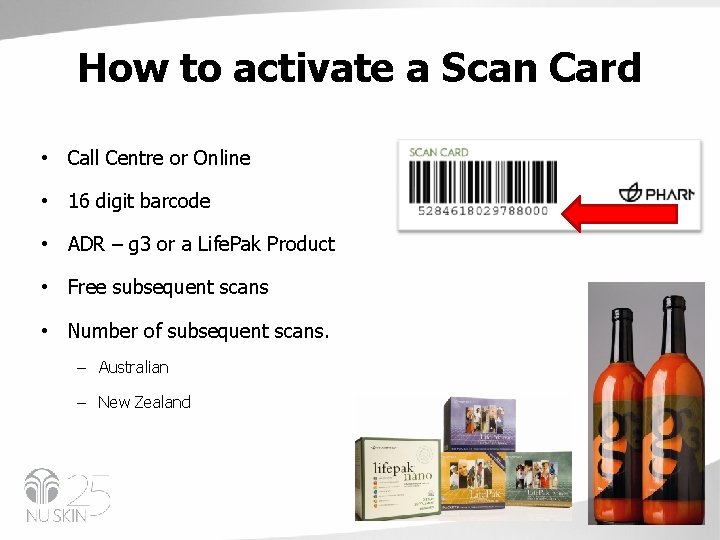 How to activate a Scan Card • Call Centre or Online • 16 digit