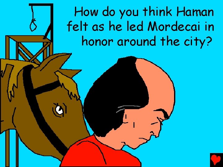 How do you think Haman felt as he led Mordecai in honor around the