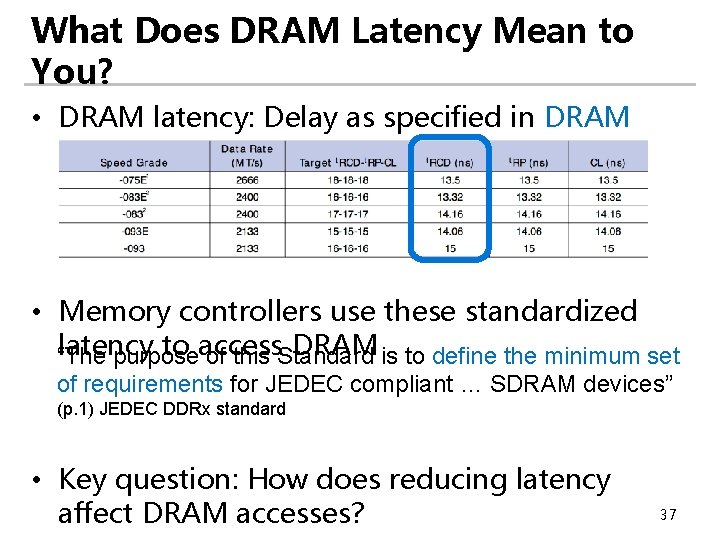 What Does DRAM Latency Mean to You? • DRAM latency: Delay as specified in