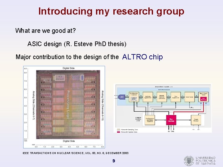 Introducing my research group What are we good at? ASIC design (R. Esteve Ph.