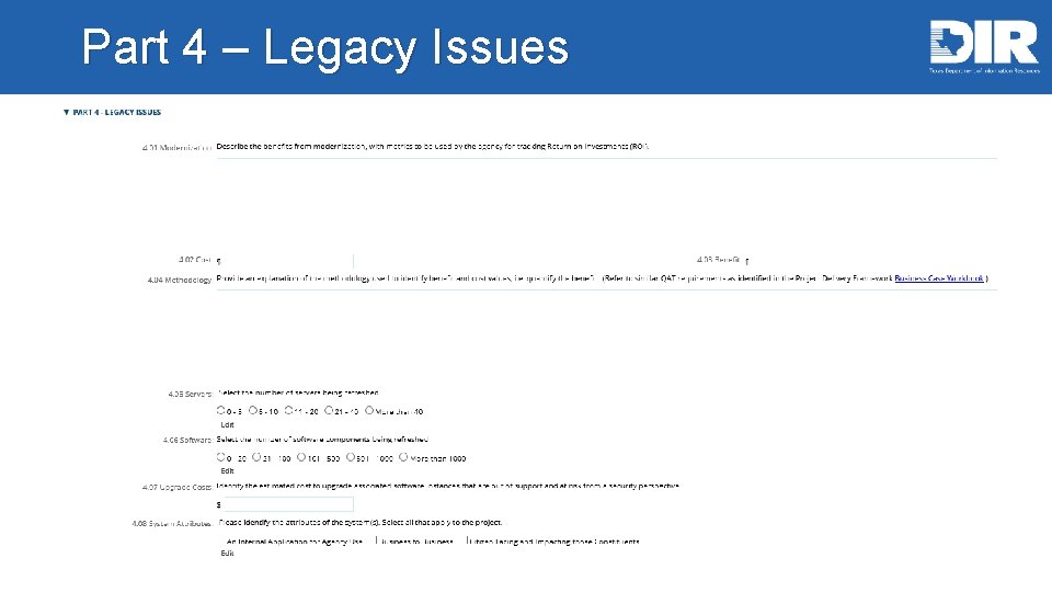 Part 4 – Legacy Issues 