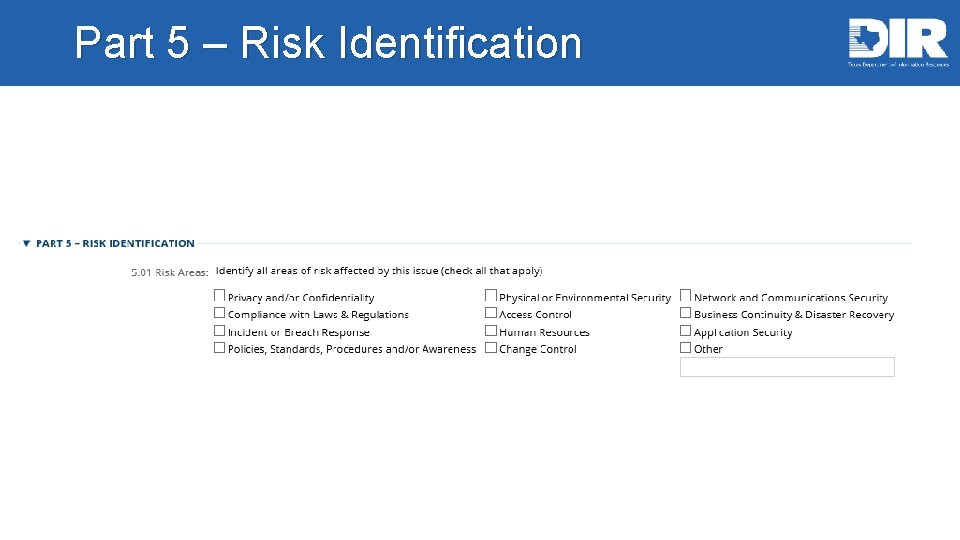 Part 5 – Risk Identification 