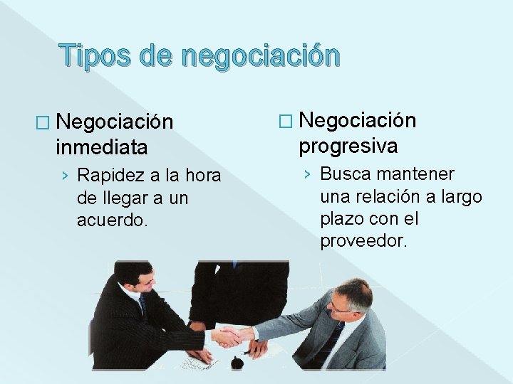 Tipos de negociación � Negociación inmediata progresiva › Rapidez a la hora de llegar