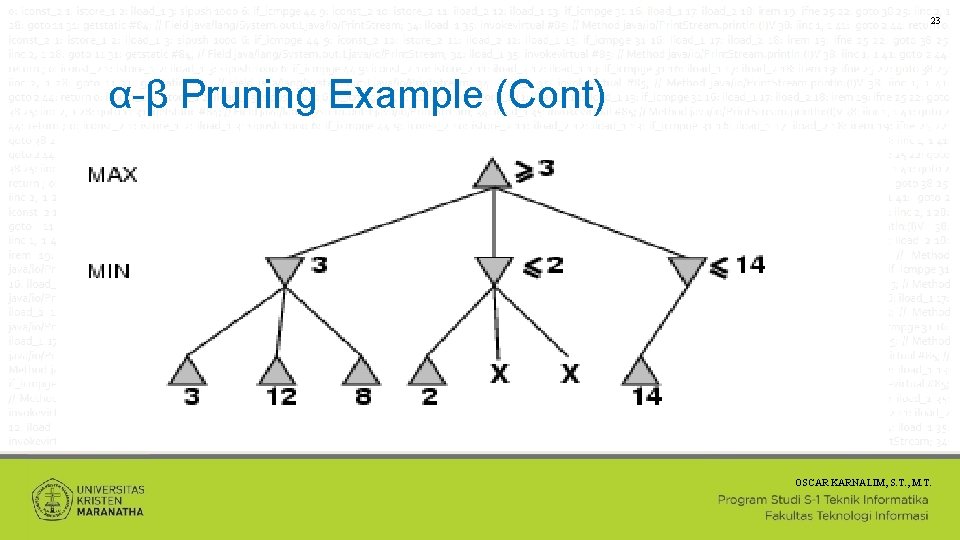 23 α-β Pruning Example (Cont) OSCAR KARNALIM, S. T. , M. T. 