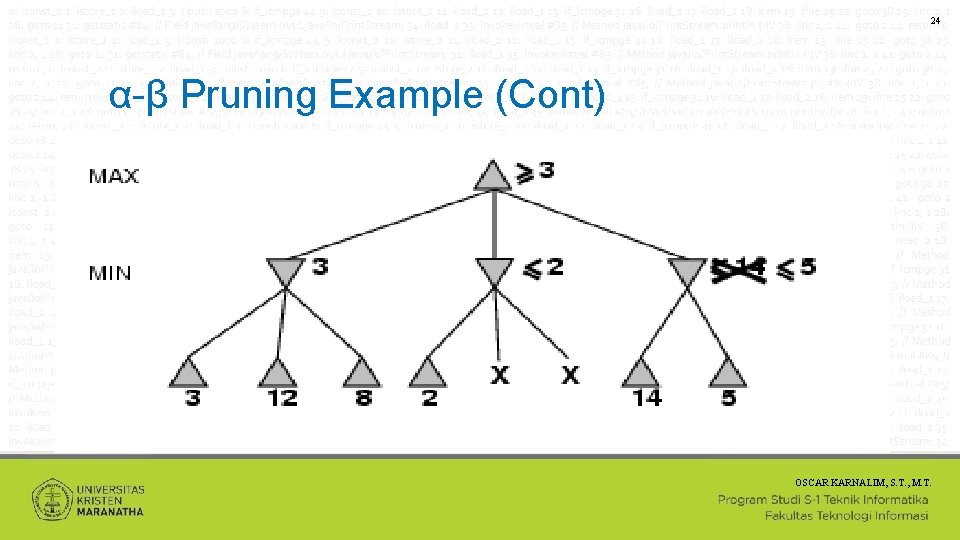 24 α-β Pruning Example (Cont) OSCAR KARNALIM, S. T. , M. T. 