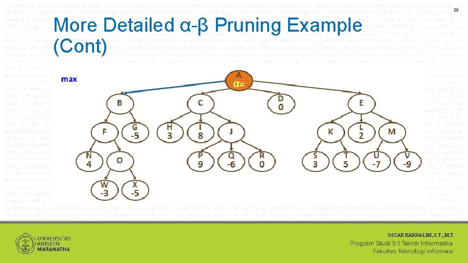30 More Detailed α-β Pruning Example (Cont) OSCAR KARNALIM, S. T. , M. T.