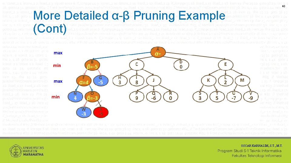 40 More Detailed α-β Pruning Example (Cont) OSCAR KARNALIM, S. T. , M. T.