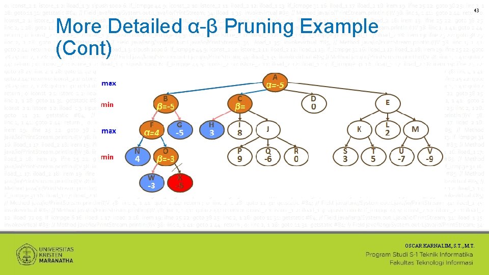 43 More Detailed α-β Pruning Example (Cont) OSCAR KARNALIM, S. T. , M. T.