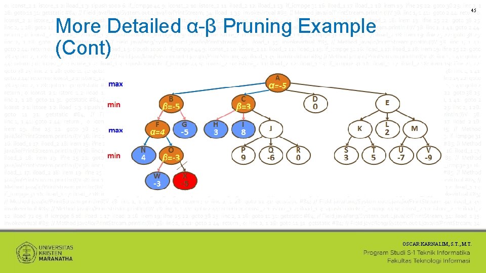 45 More Detailed α-β Pruning Example (Cont) OSCAR KARNALIM, S. T. , M. T.