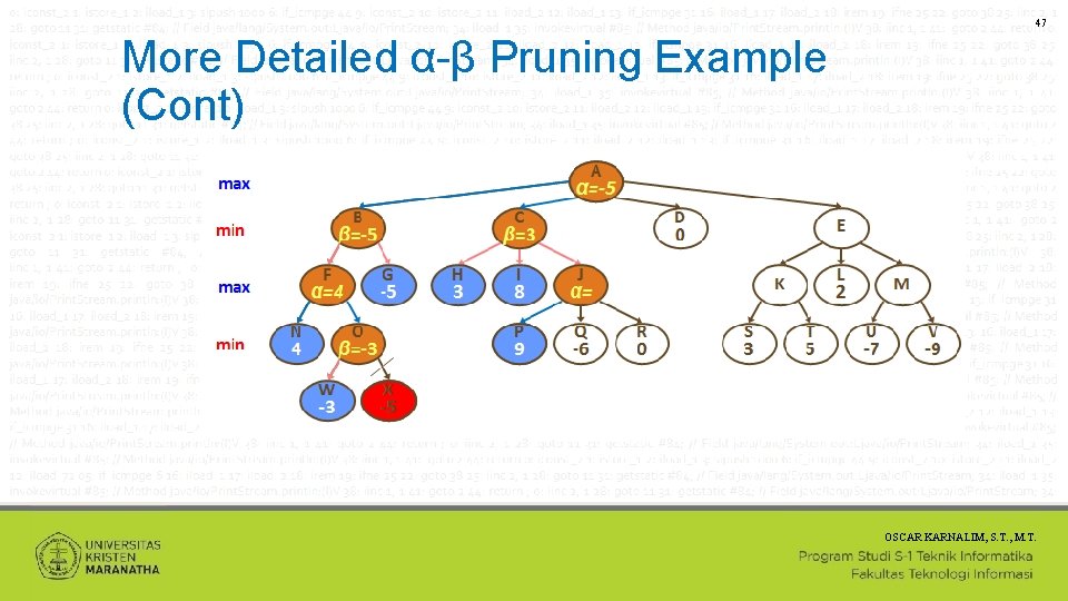 47 More Detailed α-β Pruning Example (Cont) OSCAR KARNALIM, S. T. , M. T.