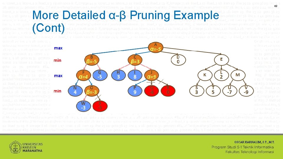 49 More Detailed α-β Pruning Example (Cont) OSCAR KARNALIM, S. T. , M. T.