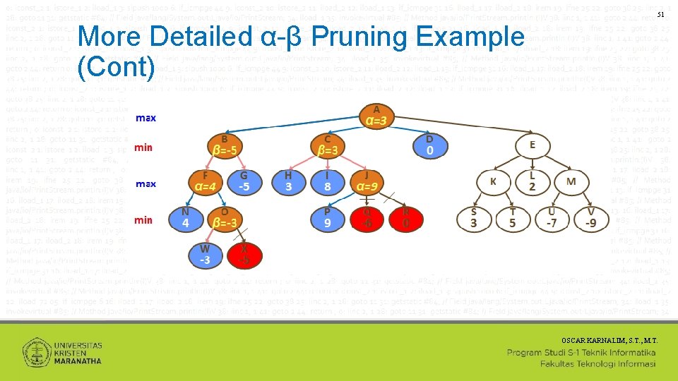 51 More Detailed α-β Pruning Example (Cont) OSCAR KARNALIM, S. T. , M. T.