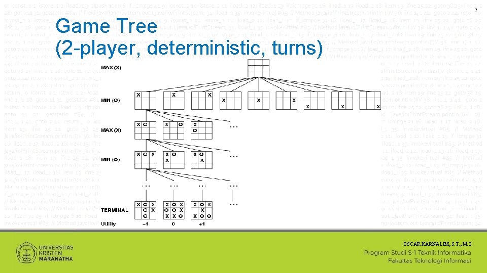 7 Game Tree (2 -player, deterministic, turns) OSCAR KARNALIM, S. T. , M. T.