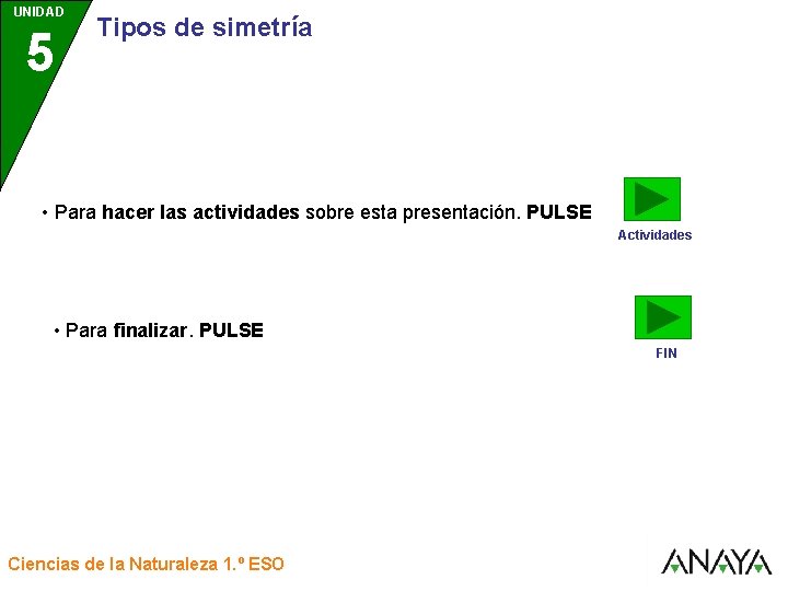 UNIDAD 5 3 Tipos de simetría • Para hacer las actividades sobre esta presentación.