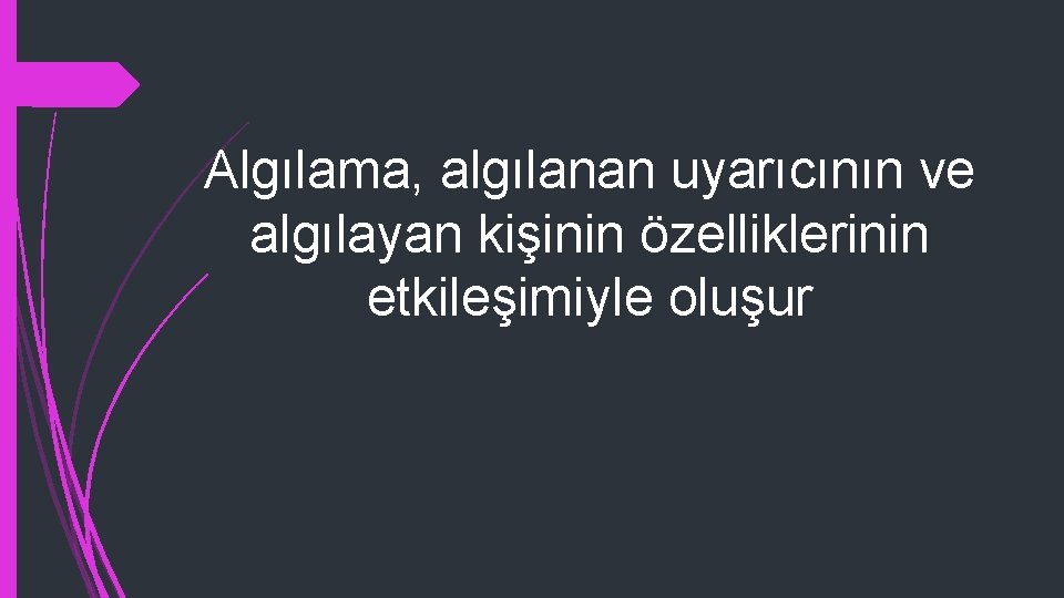 Algılama, algılanan uyarıcının ve algılayan kişinin özelliklerinin etkileşimiyle oluşur 