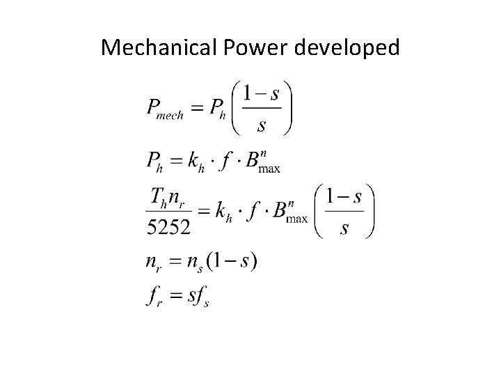 Mechanical Power developed 