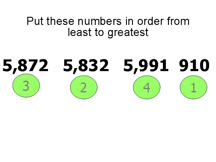 Put these numbers in order from least to greatest 5, 872 5, 832 5,