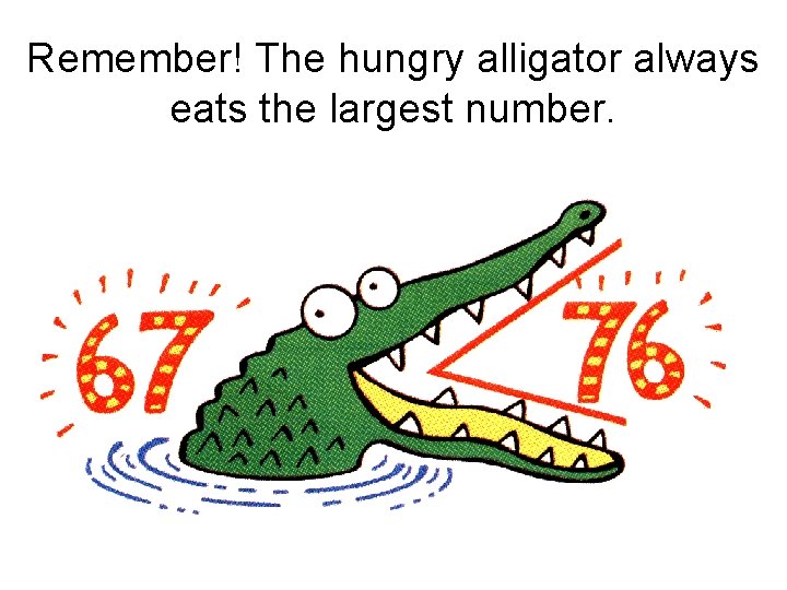 Remember! The hungry alligator always eats the largest number. 