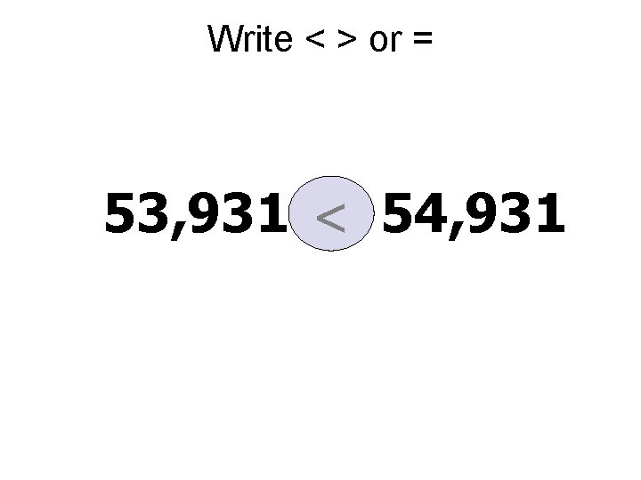 Write < > or = 53, 931 < 54, 931 