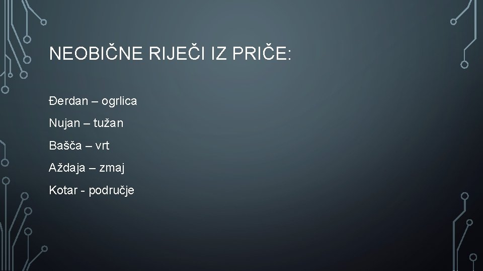 NEOBIČNE RIJEČI IZ PRIČE: Đerdan – ogrlica Nujan – tužan Bašča – vrt Aždaja