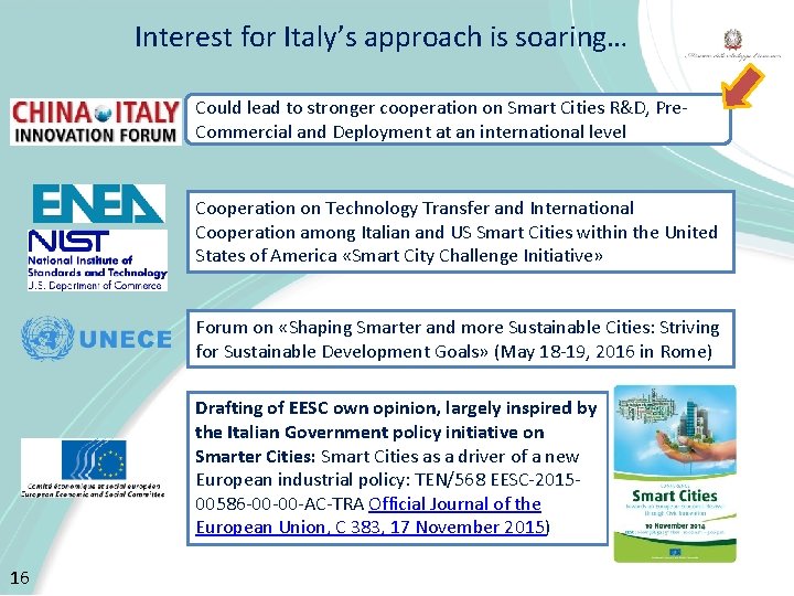 Interest for Italy’s approach is soaring… Could lead to stronger cooperation on Smart Cities