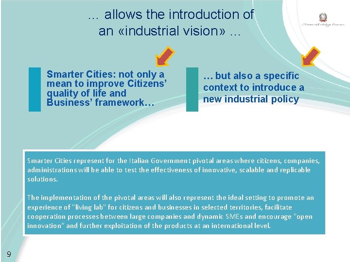 … allows the introduction of an «industrial vision» … Smarter Cities: not only a