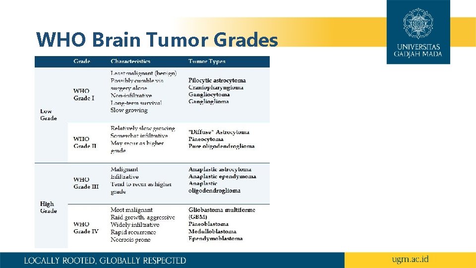 WHO Brain Tumor Grades 