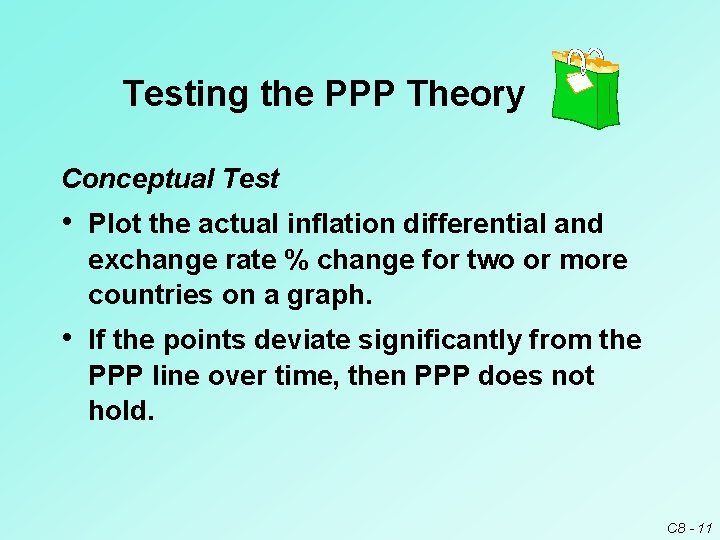 Testing the PPP Theory Conceptual Test • Plot the actual inflation differential and exchange