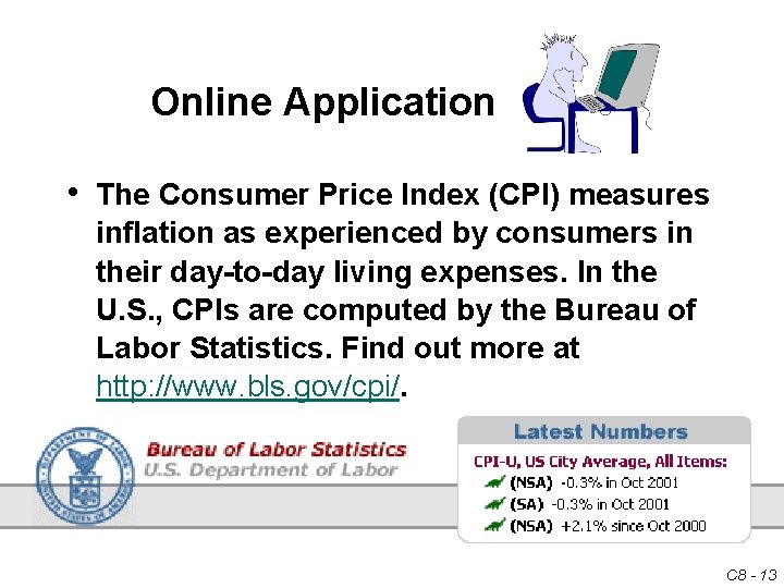 Online Application • The Consumer Price Index (CPI) measures inflation as experienced by consumers