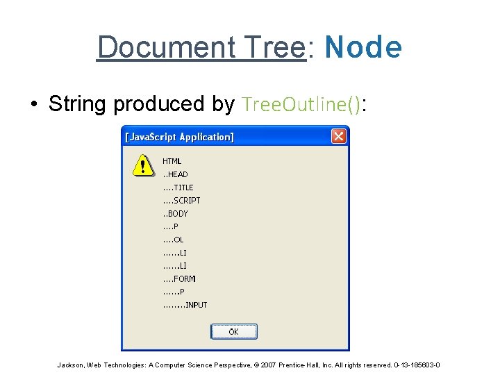 Document Tree: Node • String produced by Tree. Outline(): Jackson, Web Technologies: A Computer
