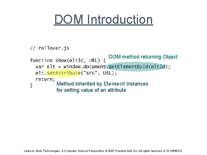 DOM Introduction DOM method returning Object Method inherited by Element instances for setting value