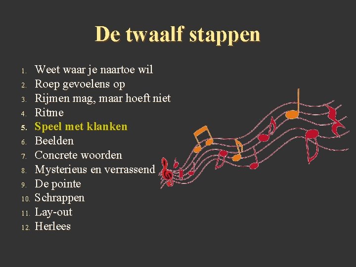 De twaalf stappen 1. 2. 3. 4. 5. 6. 7. 8. 9. 10. 11.