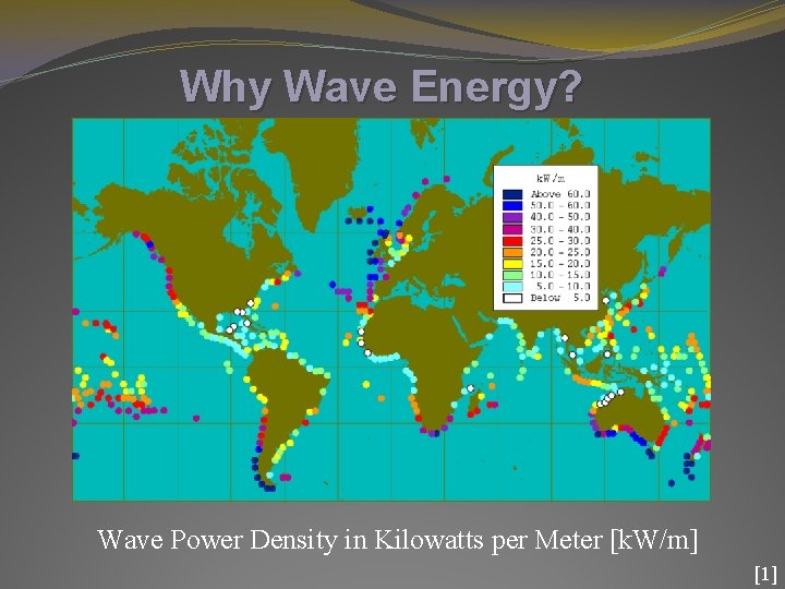 Why Wave Energy? Wave Power Density in Kilowatts per Meter [k. W/m] [1] 