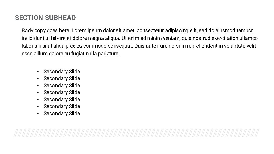 SECTION SUBHEAD Body copy goes here. Lorem ipsum dolor sit amet, consectetur adipiscing elit,