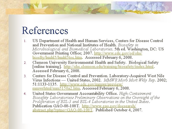 References 1. 2. 3. 4. US Department of Health and Human Services, Centers for References 1. 2. 3. 4. US Department of Health and Human Services, Centers for