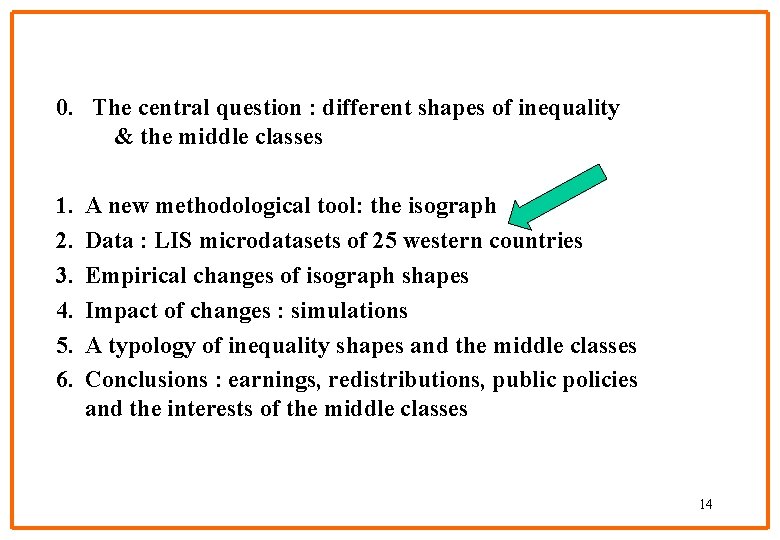 0. The central question : different shapes of inequality & the middle classes 1.