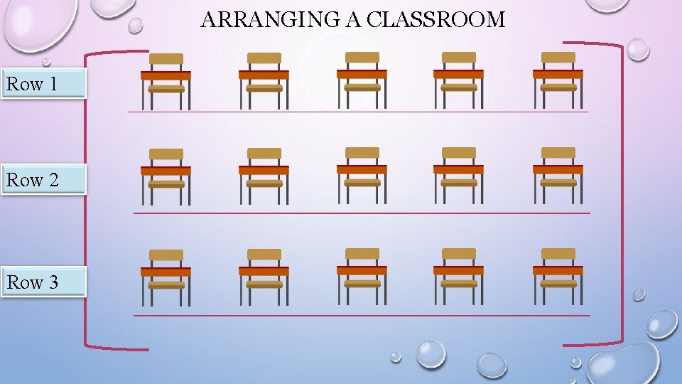 ARRANGING A CLASSROOM Row 1 Row 2 Row 3 