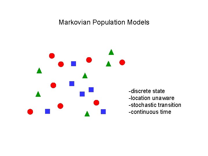 Markovian Population Models -discrete state -location unaware -stochastic transition -continuous time 