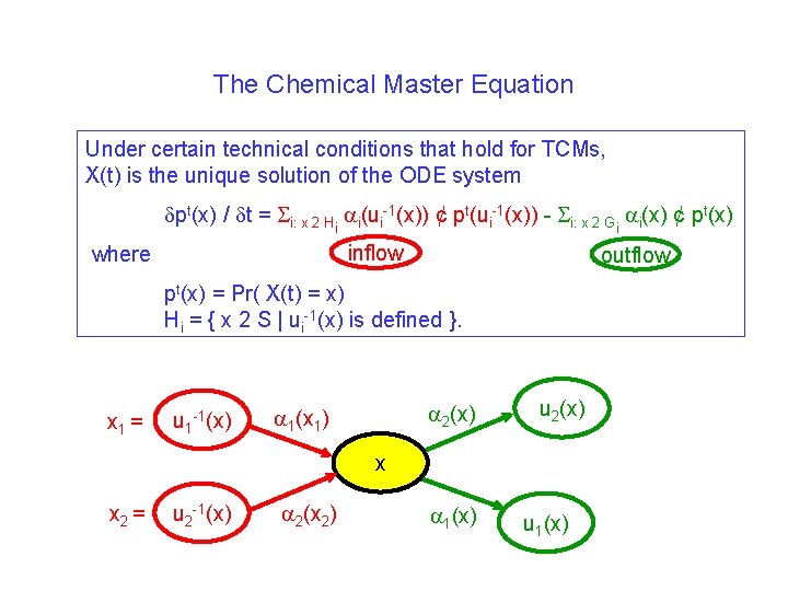 The Chemical Master Equation Under certain technical conditions that hold for TCMs, X(t) is