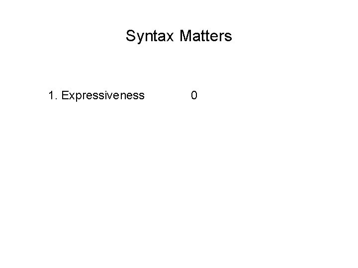 Syntax Matters 1. Expressiveness 0 