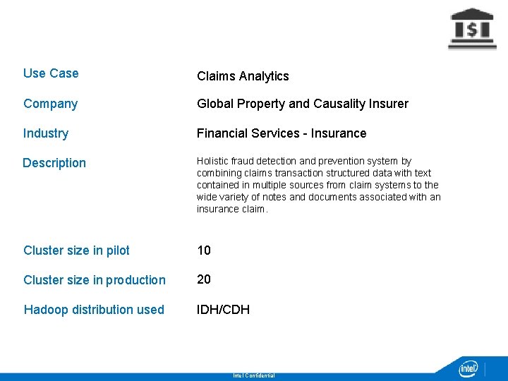 Use Case Claims Analytics Company Global Property and Causality Insurer Industry Financial Services -