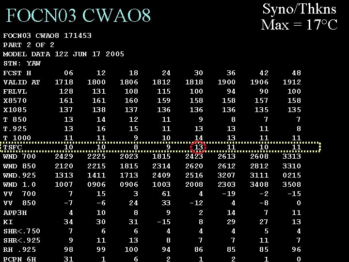 FOCN 03 CWAO 8 Syno/Thkns Max = 17°C FOCN 03 CWAO 8 171453 PART