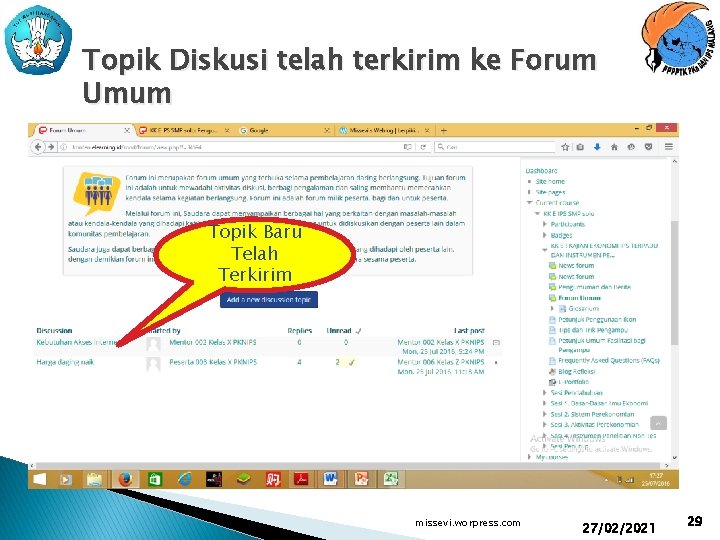 Topik Diskusi telah terkirim ke Forum Umum Topik Baru Telah Terkirim missevi. worpress. com