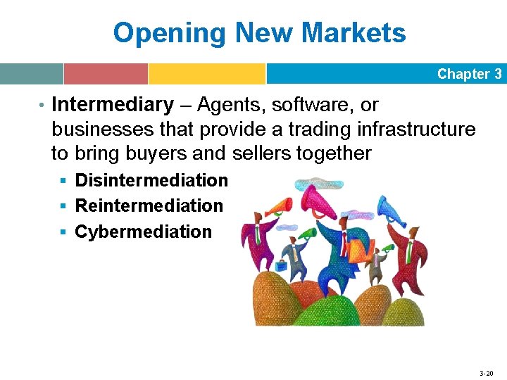 Opening New Markets Chapter 3 • Intermediary – Agents, software, or businesses that provide