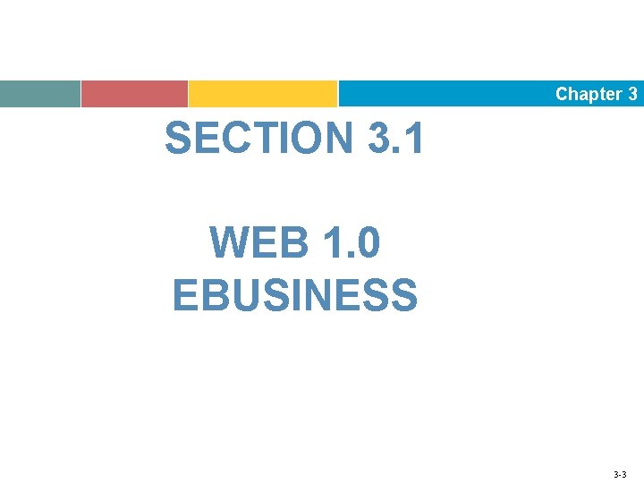 Chapter 3 SECTION 3. 1 WEB 1. 0 EBUSINESS 3 -3 