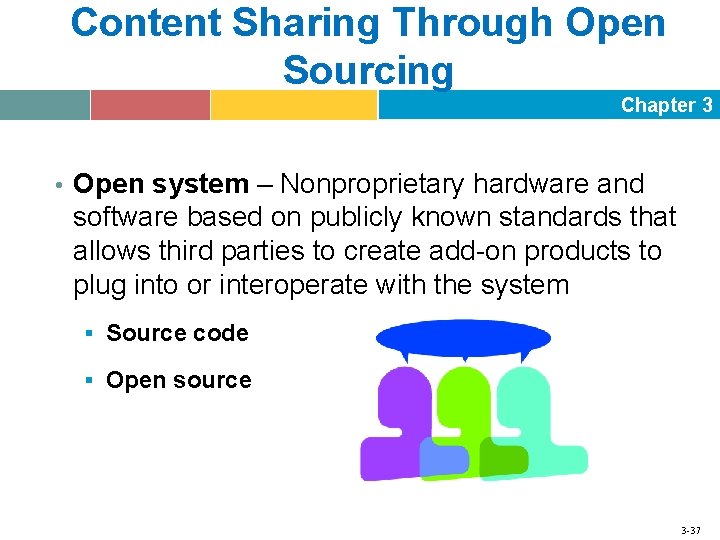 Content Sharing Through Open Sourcing Chapter 3 • Open system – Nonproprietary hardware and
