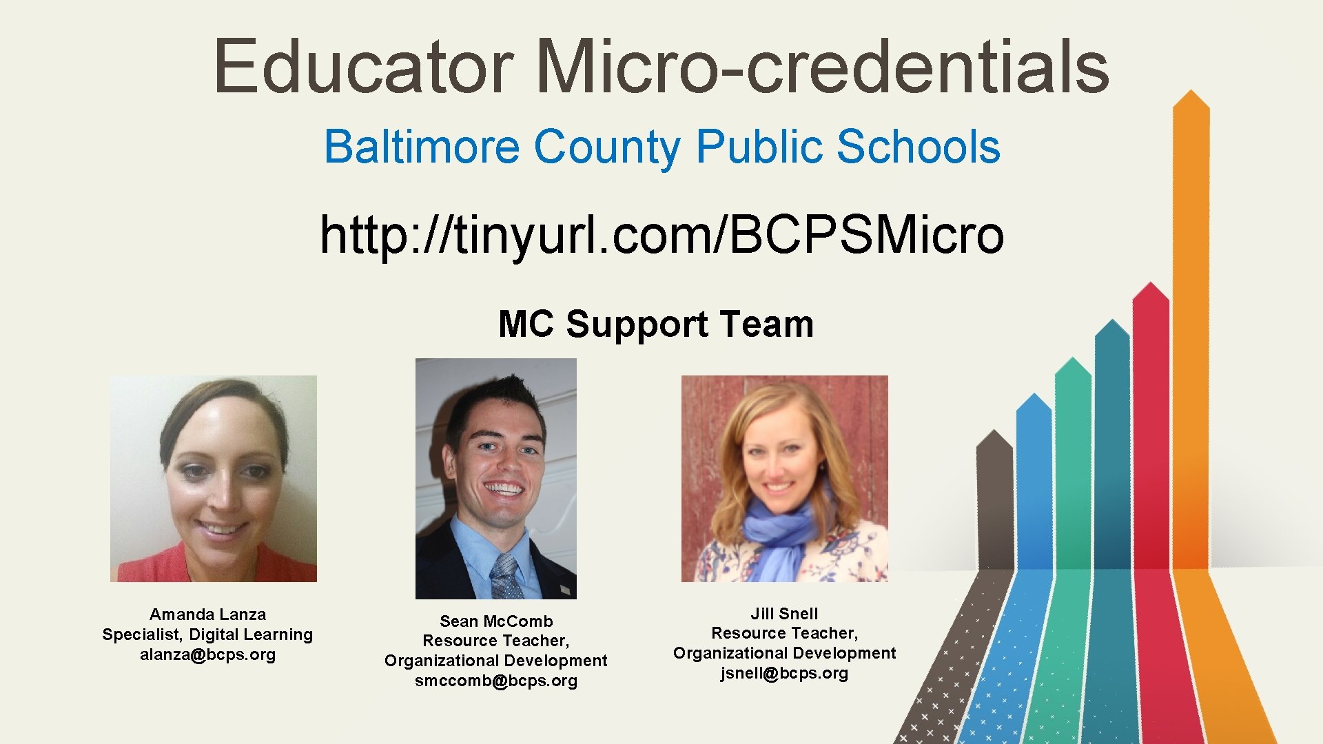 Educator Micro-credentials Baltimore County Public Schools http: //tinyurl. com/BCPSMicro MC Support Team Amanda Lanza