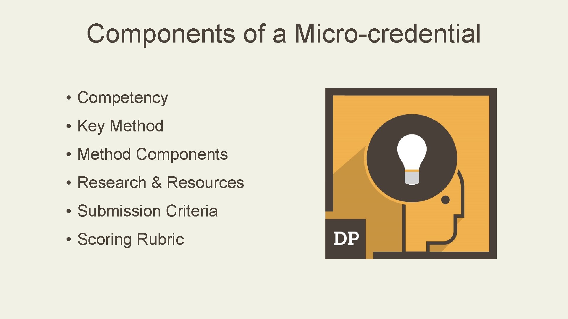 Components of a Micro-credential • Competency • Key Method • Method Components • Research