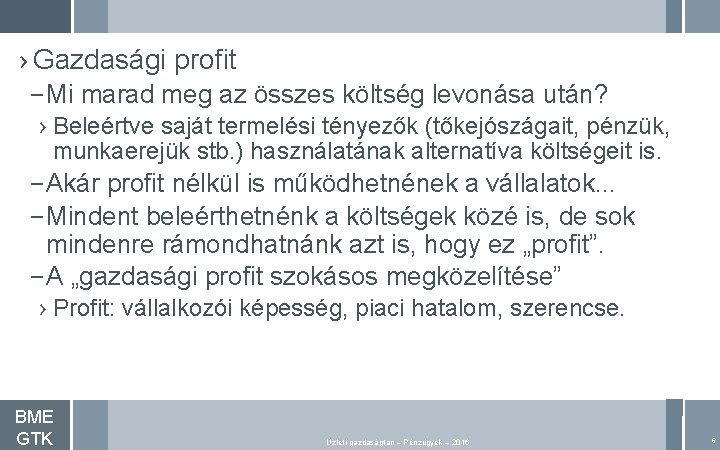 › Gazdasági profit – Mi marad meg az összes költség levonása után? › Beleértve